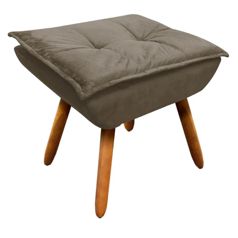 Puff Opala Suede Marrom Rato Pes Palito D03 - D'Rossi