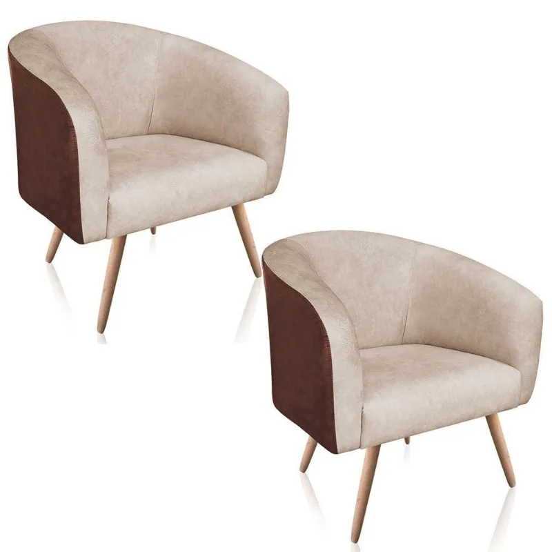 Kit 02 Poltronas Stella Nozes Bege
