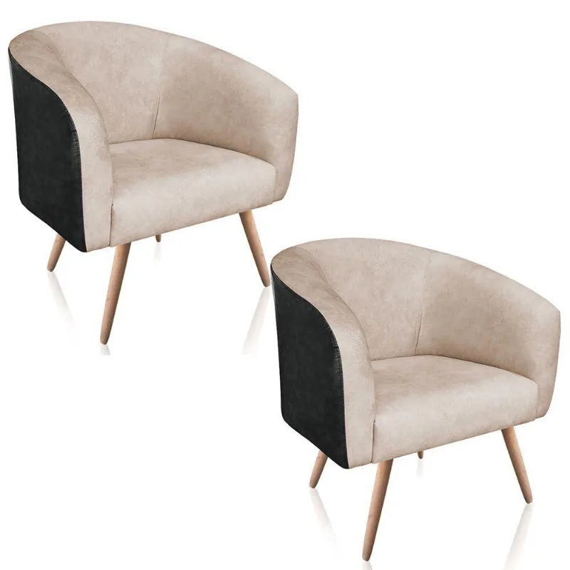 Kit 02 Poltronas Stella Preto Bege