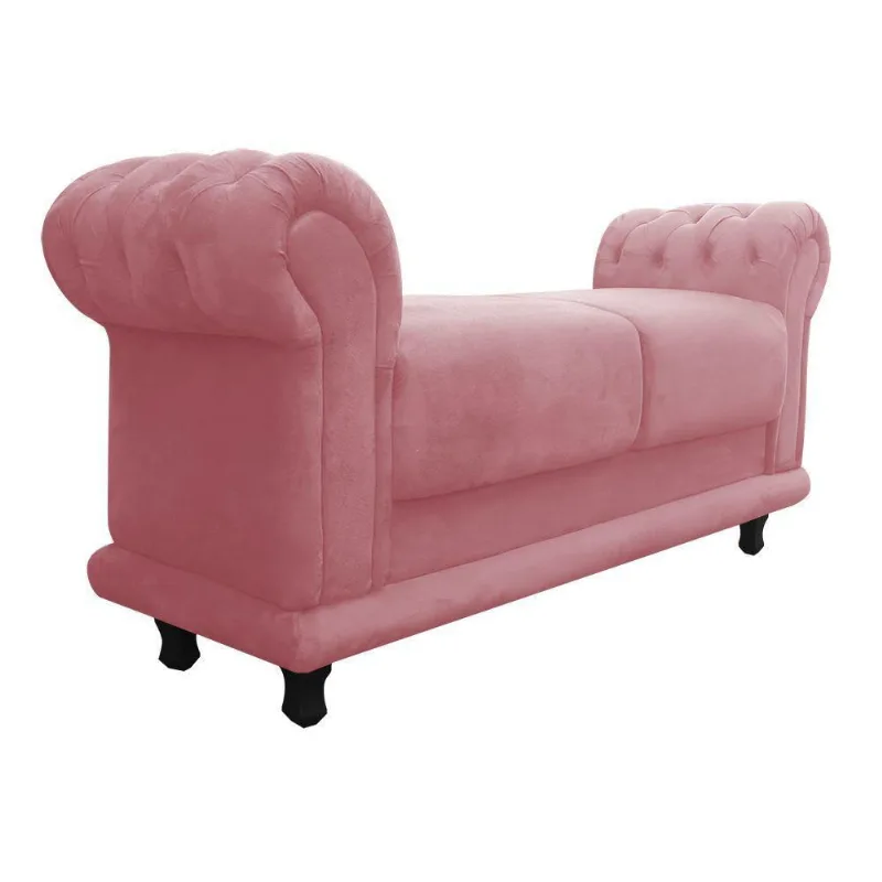 Recamier Athenas Namoradeira Calçadeira Suede Rose - Js Móveis