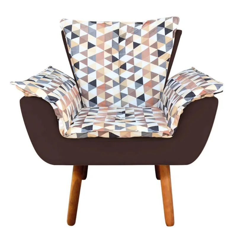 Poltrona Opala Composê Com Suede Pés Palito D´rossi Marrom