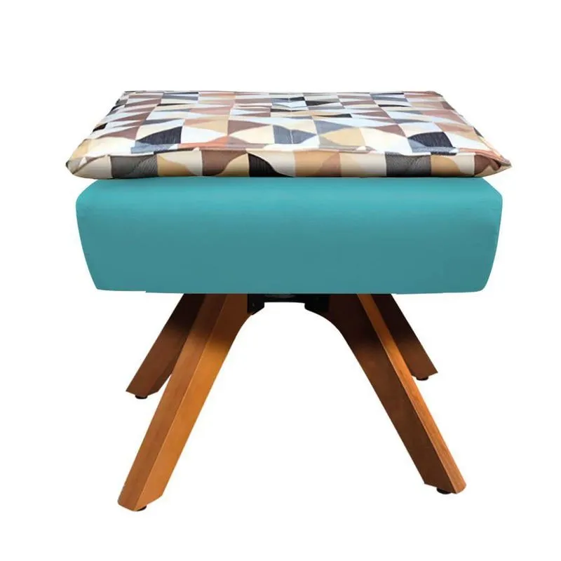 Kit 02 Poltronas E 01 Puff Giratório Opala Azul Turquesa