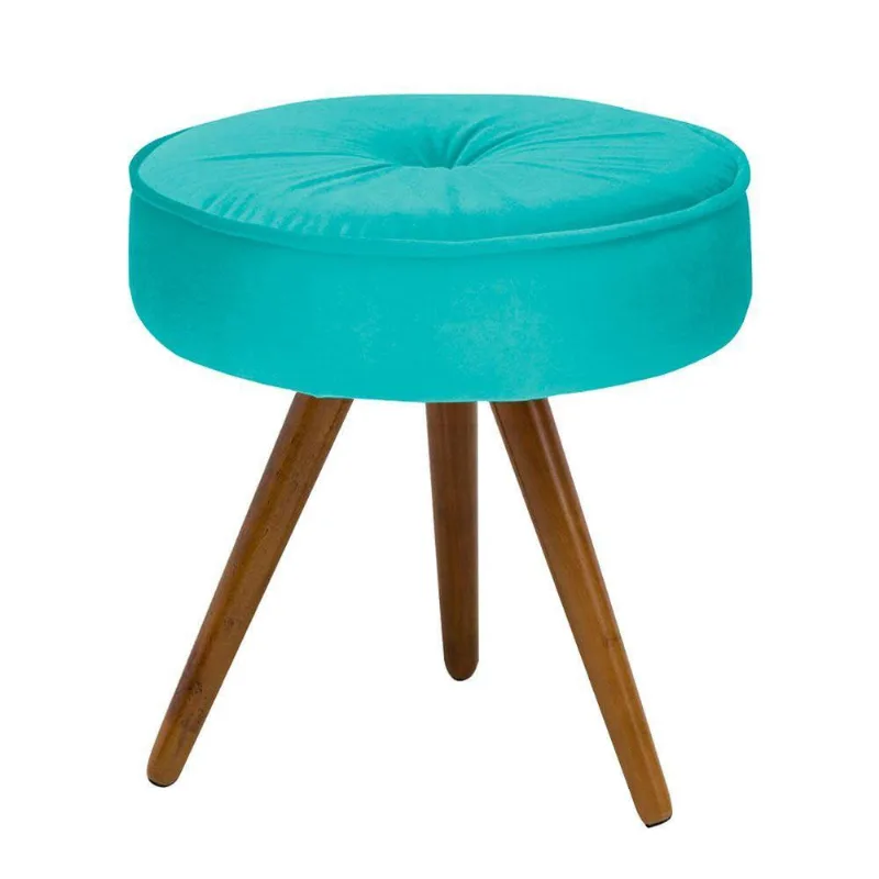 Puff Decorativo Julia Redondo Suede D´rossi Azul Turquesa