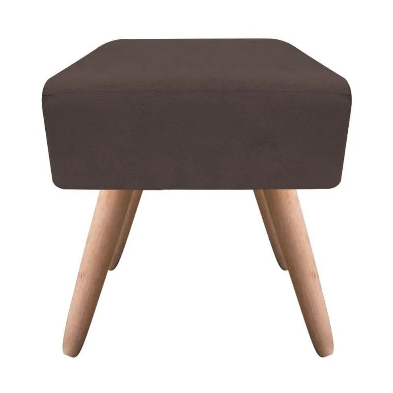 Puff Ibiza Quadrado Suede Pés Palito Natural Marrom D´rossi
