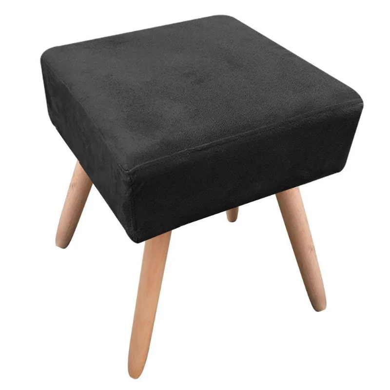 Puff Decorativo Ibiza Quadrado Suede Pés Palito Natural