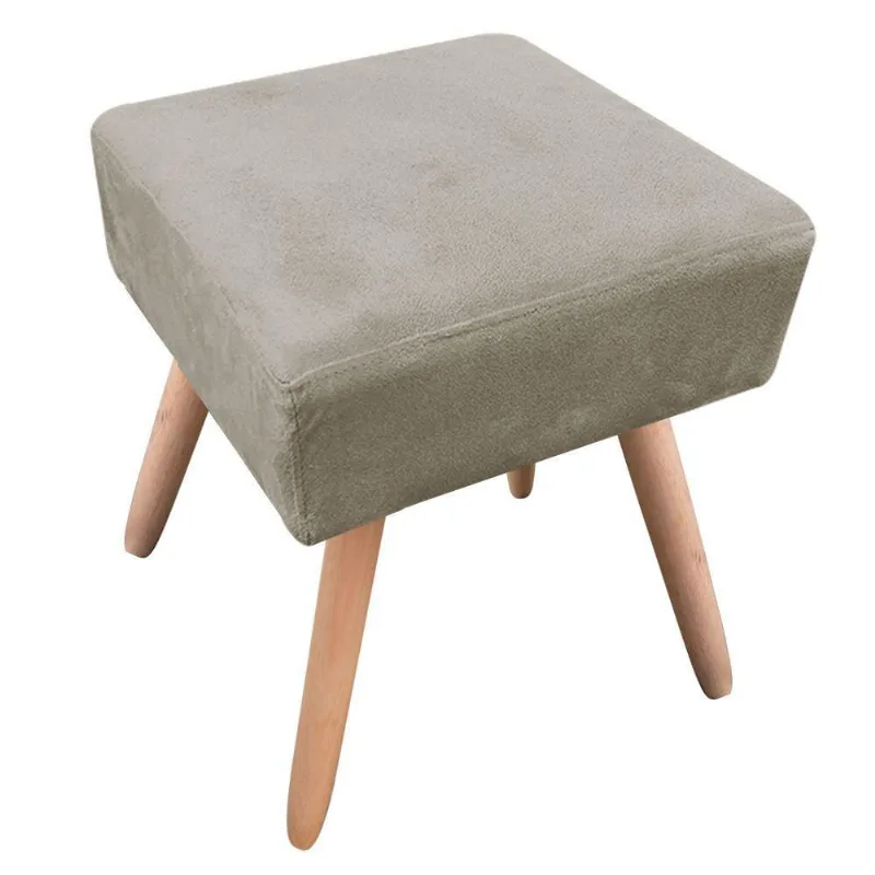 Puff Decorativo Ibiza Quadrado Suede Pés Palito Natural