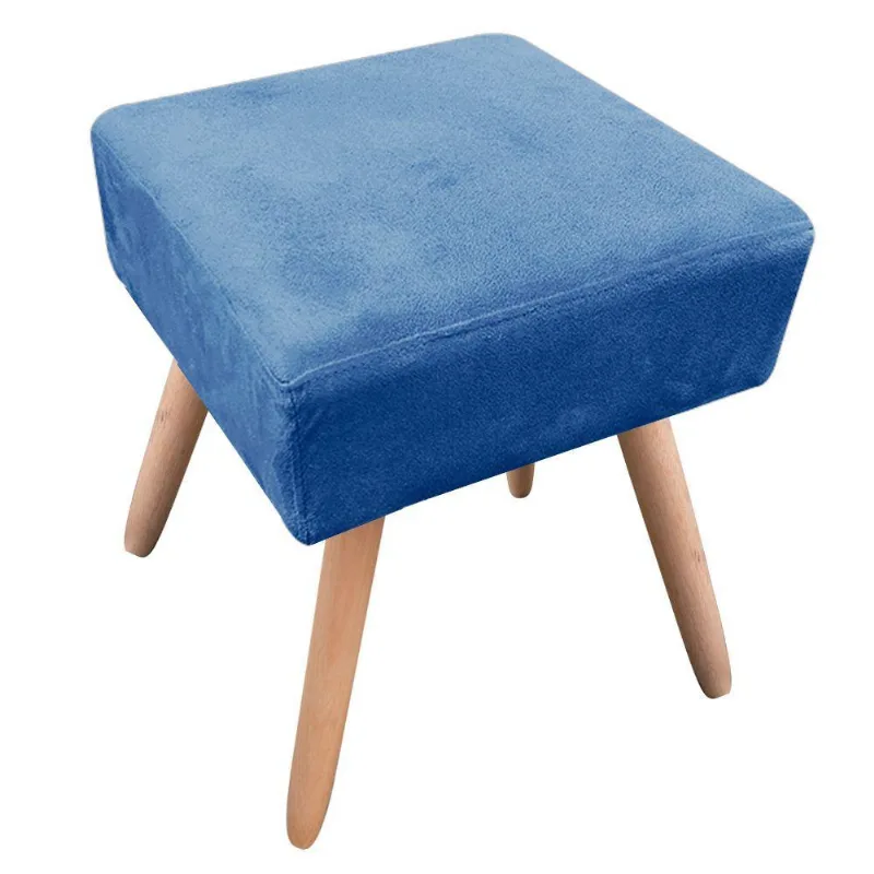 Puff Decorativo Ibiza Quadrado Suede Pés Palito Natural
