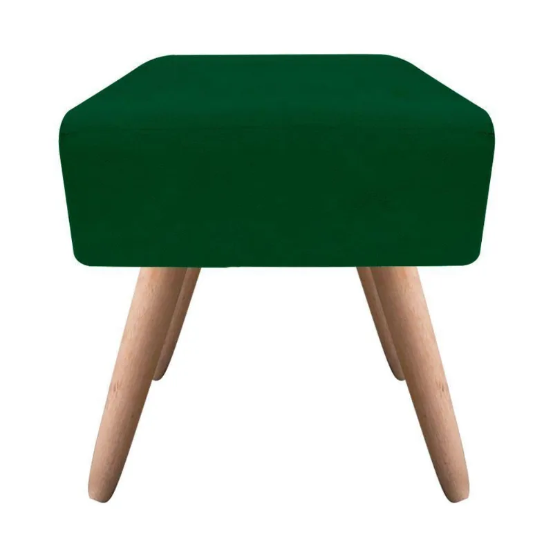 Puff Decorativo Ibiza Quadrado Suede Pés Palito Natural D\'rossi Verde