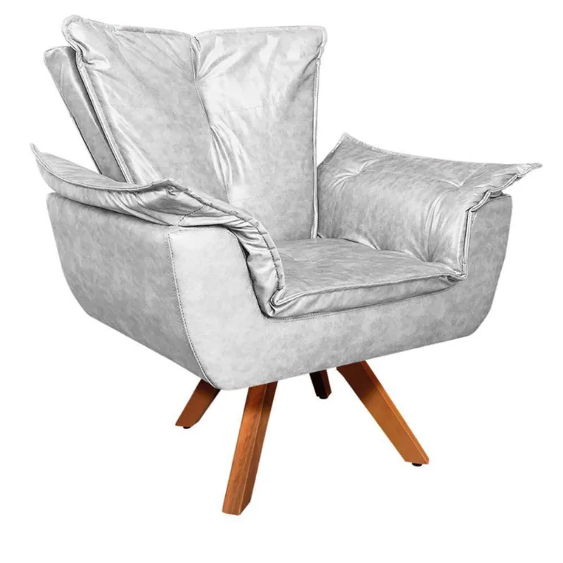 Kit 02 Poltronas Giratória Opala Corano Base Madeira Mm30 DRossi Corano Branco