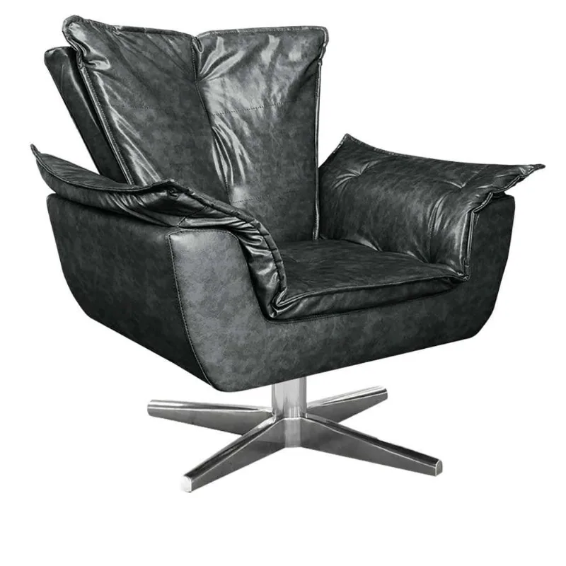 Poltrona Giratória Opala Corano Base Cromada Preto
