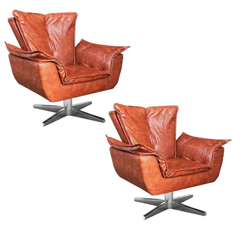 Kit 02 Poltronas Giratória Opala Nozes