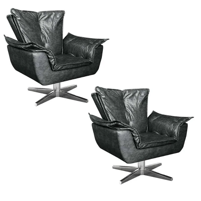 Kit 02 Poltronas Giratória Opala Preto