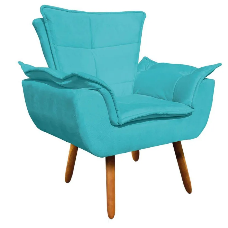 Poltrona Opala Castanho Azul Turquesa
