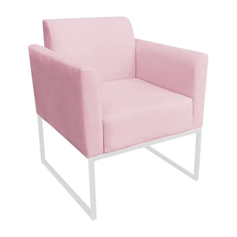 Poltrona Marisa Suede Rosa Bebê