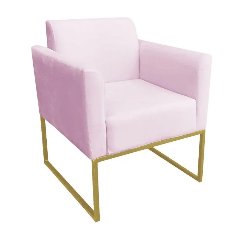 Poltrona Marisa Suede Rosa Bebê