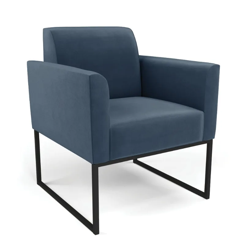 Poltrona Base Industrial Preto Marisa Suede D03 - D'Rossi Azul Marinho