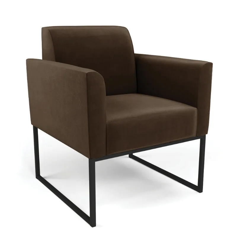 Poltrona Base Industrial Preto Marisa Suede D03 - D'Rossi Marrom
