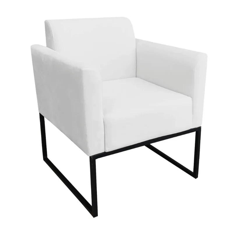 Poltrona Base Industrial Preto Marisa Suede D03 - D'Rossi Branco