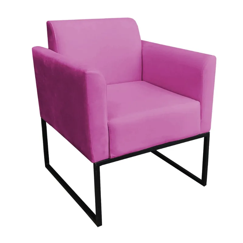 Poltrona Base Industrial Preto Marisa Suede D03 - D'Rossi Pink