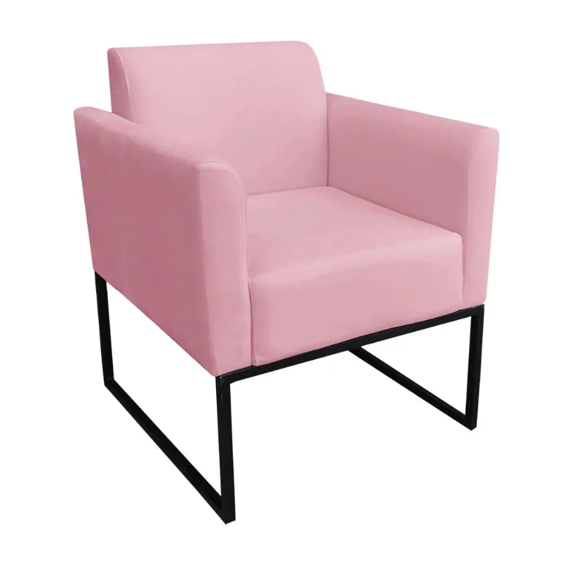 Poltrona Base Industrial Preto Marisa Suede D03 - D'Rossi Rosa Barbie
