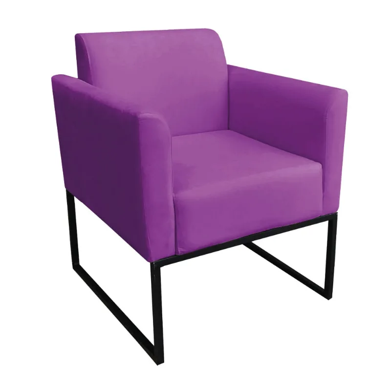 Poltrona Base Industrial Preto Marisa Suede D03 - D'Rossi Roxo
