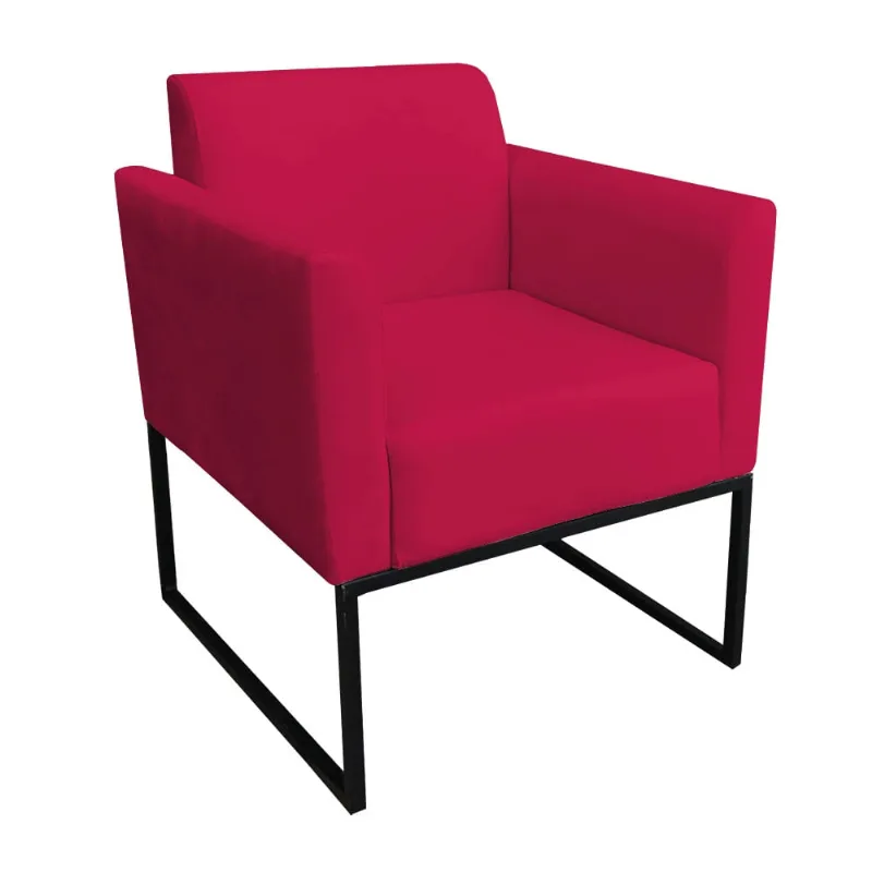 Poltrona Base Industrial Preto Marisa Suede D03 - D'Rossi Vermelho