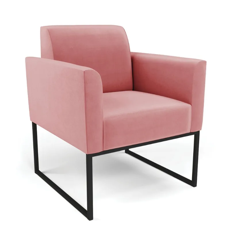 Poltrona Base Industrial Preto Marisa Suede D03 - D'Rossi Rose