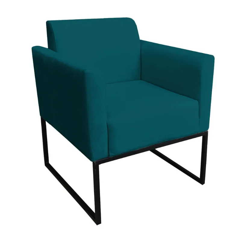 Poltrona Base Industrial Preto Marisa Suede D03 - D'Rossi Azul Pavão