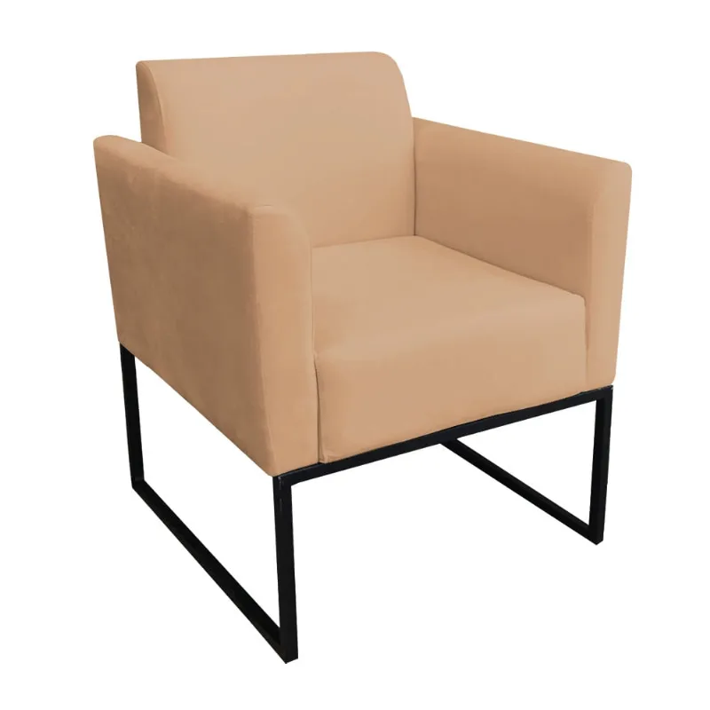Poltrona Base Industrial Preto Marisa Suede D03 - D'Rossi Caramelo Sisal