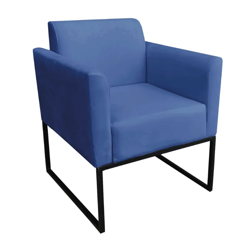 Poltrona Base Industrial Preto Marisa Suede D03 - D'Rossi Azul Royal
