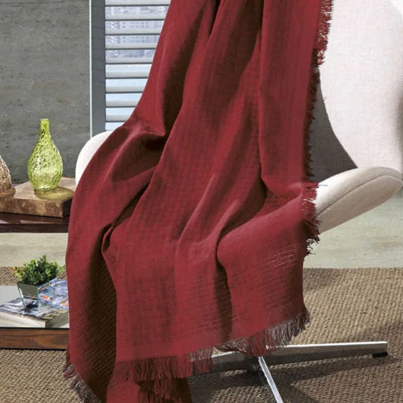 Manta De Algodão Unicolor Liso Vermelho 210 X 150 Cm D'Rossi