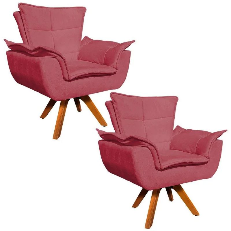 Kit 02 Poltronas Giratória Opala Rose