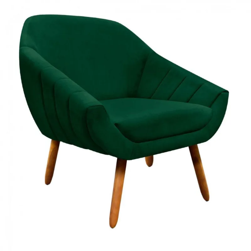 Poltrona Giovana Suede Pés Palito Castanho DRossi Verde