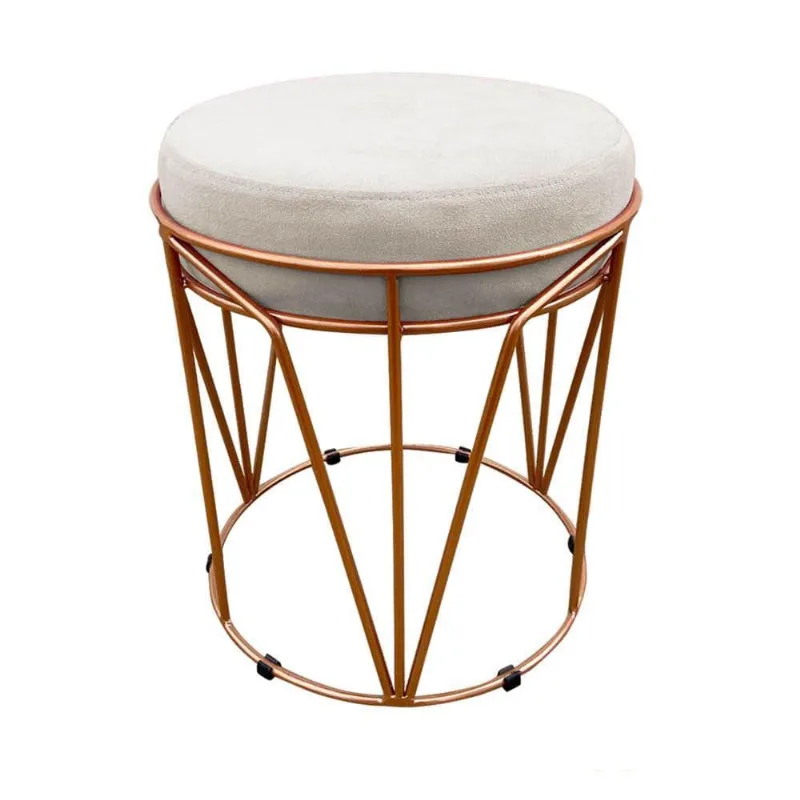 Puff Babu Suede Base Cobre D´rossi Bege
