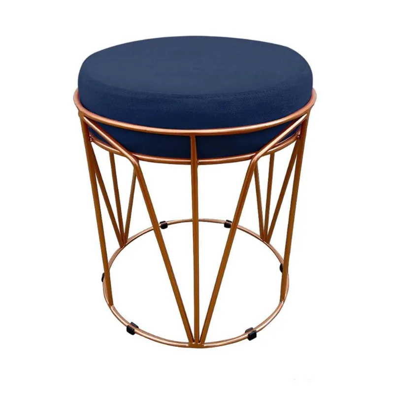 Puff Babu Suede Base Cobre D´rossi Azul Marinho
