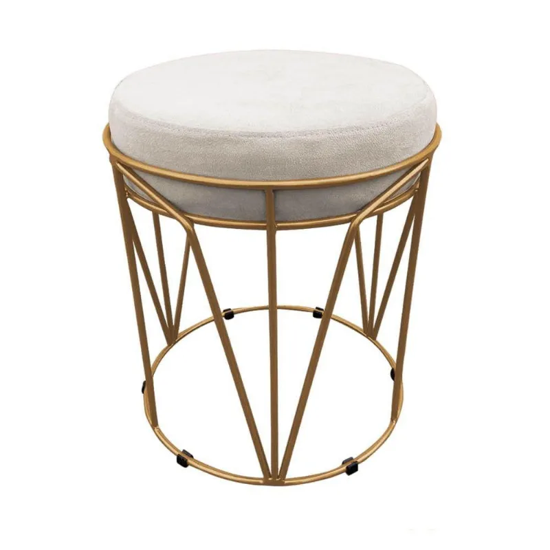 Puff Babu Suede Base Dourado D´rossi Bege