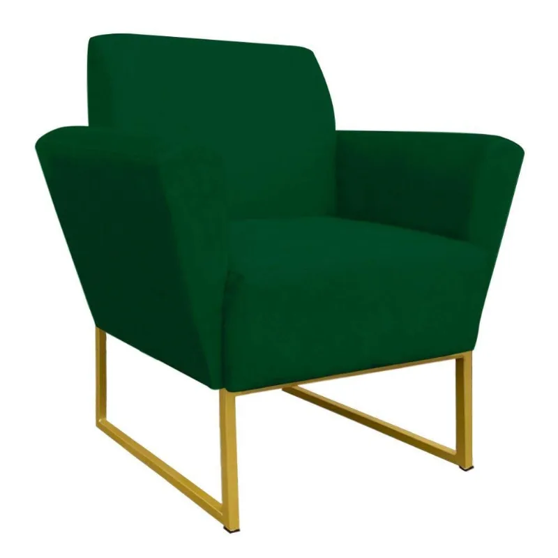 Poltrona Dora Base Metálica Dourado Verde