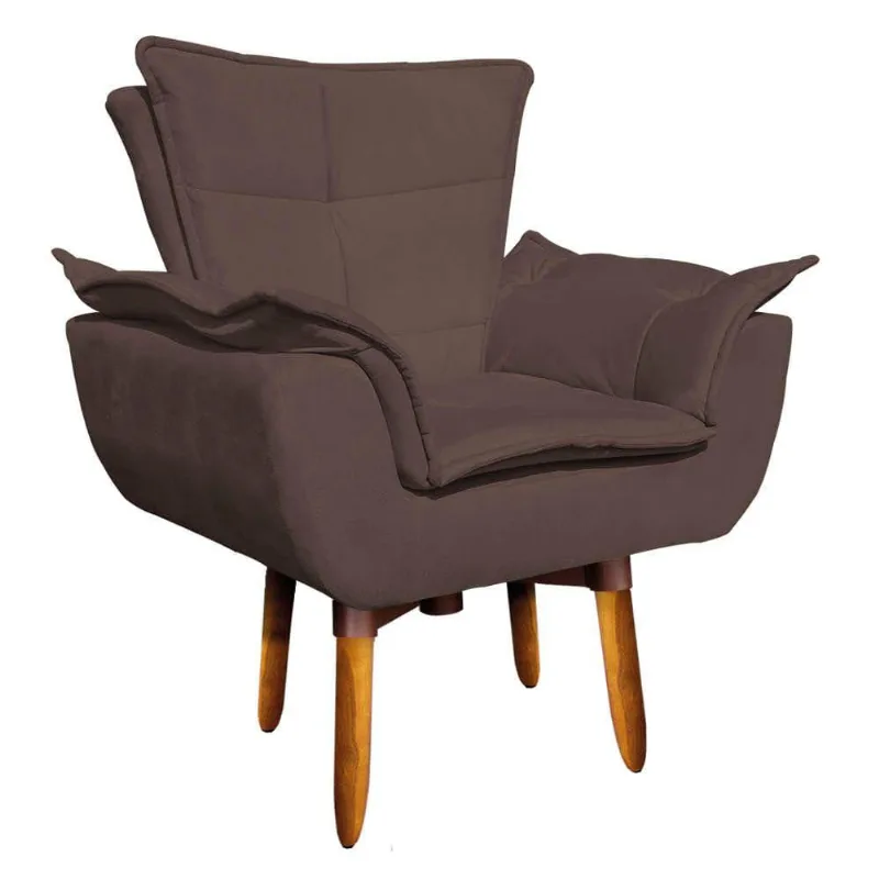 Poltrona Giratória Opala Suede 25cm Marrom