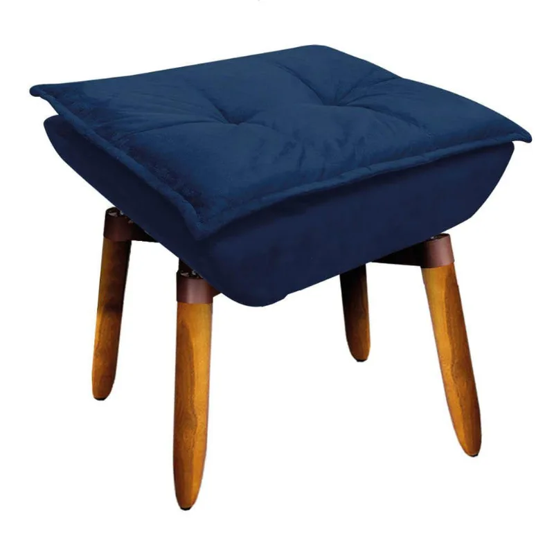 Puff Giratório Suede Base Pés Palito 25 Cm Azul Marinho