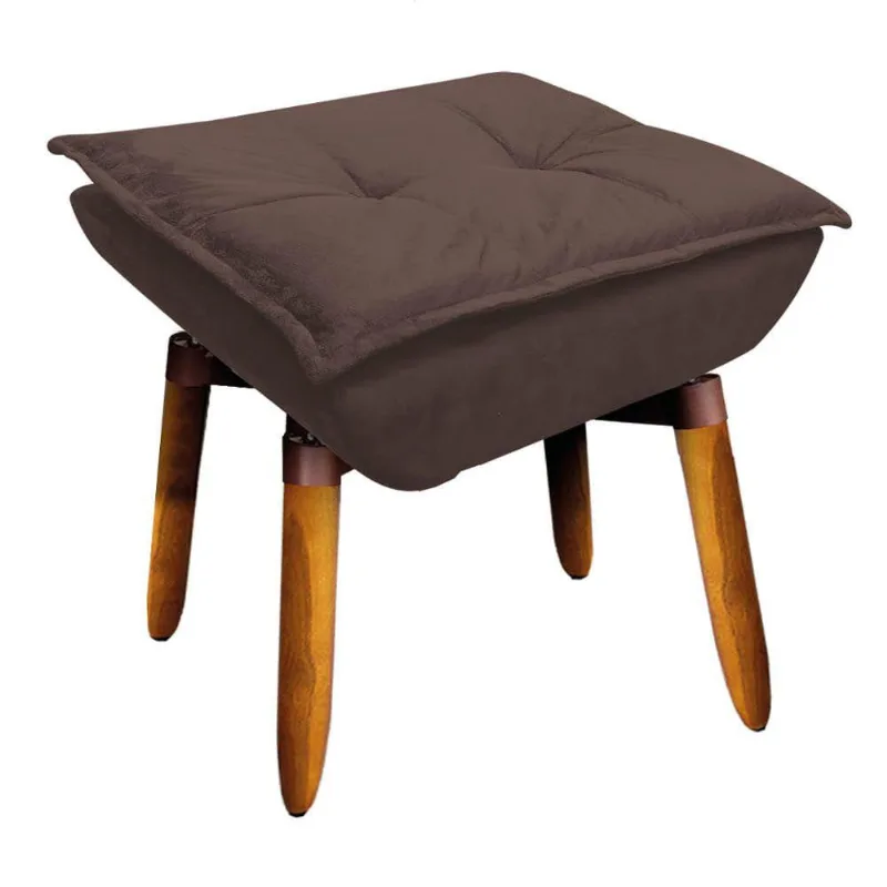 Puff Giratório Opala Suede Base Pés Palito 25 Cm D´rossi Marrom