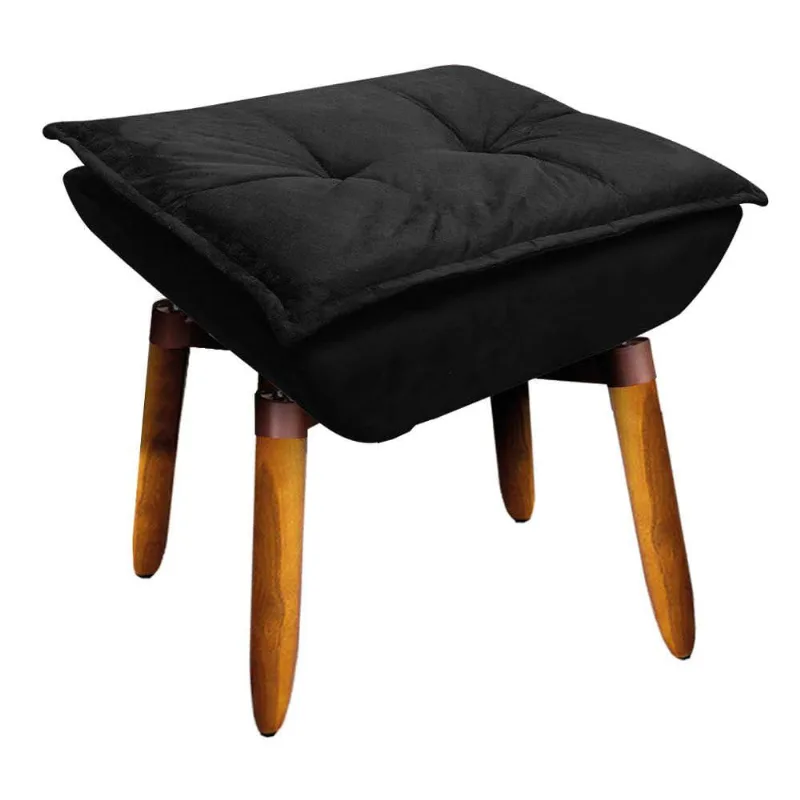 Puff Giratório Suede Base Pés Palito 25 Cm D´rossi Preto