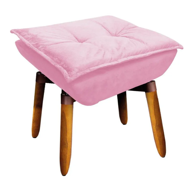 Kit 02 Puff Giratório Opala Suede 25cm Rosa Bebê