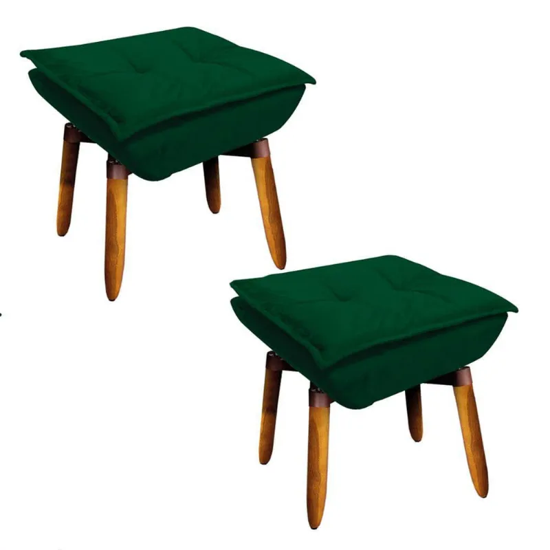 Kit 02 Puff Giratório Opala Suede 25cm Verde