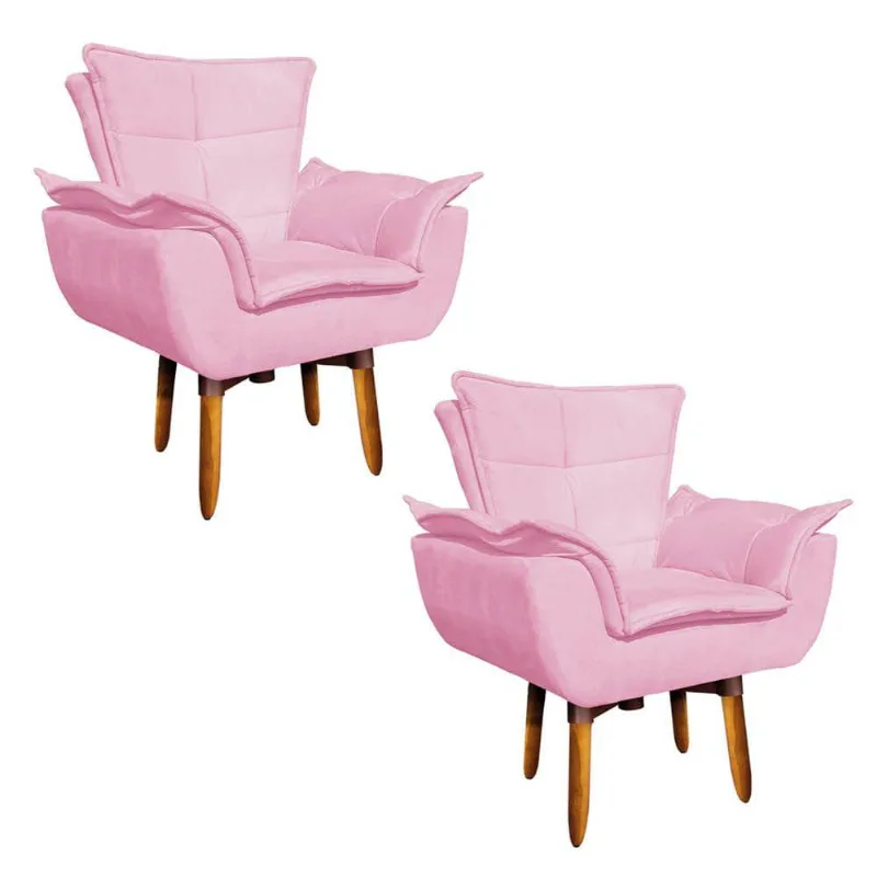 Kit 02 Poltronas Giratória Opala 25cm Rosa Bebê