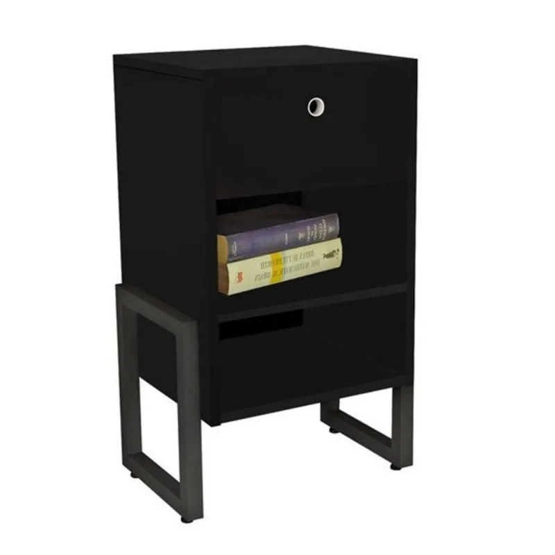 Mesa De Cabeceira Wolli 1 Gaveta Preto
