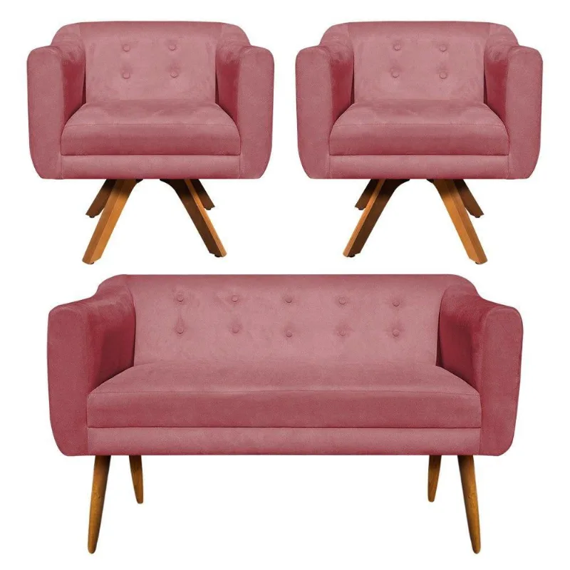 Kit Namoradeira 2 Lugares E 2 Poltronas Julia Rose