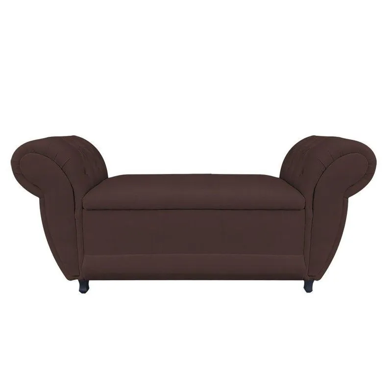 Recamier com Baú Grécia 195cm Suede Marrom