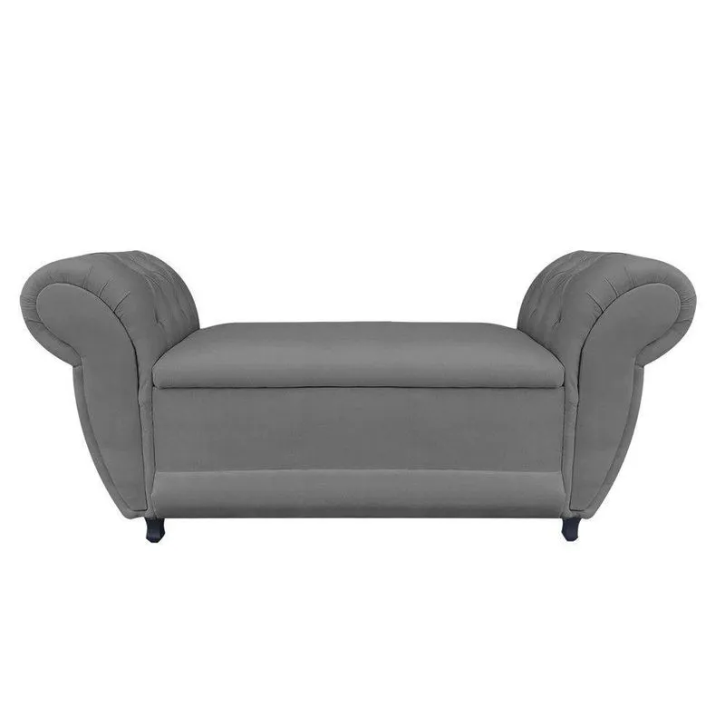 Recamier com Baú Grécia 195cm Suede Grafite