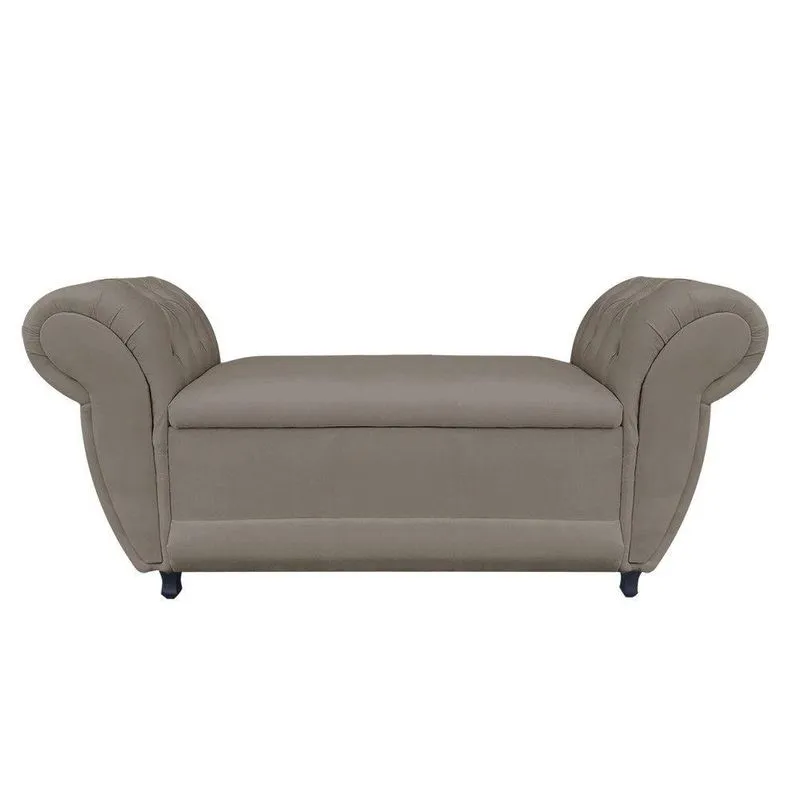 Recamier com Baú Grécia 195cm Suede Marrom Rato