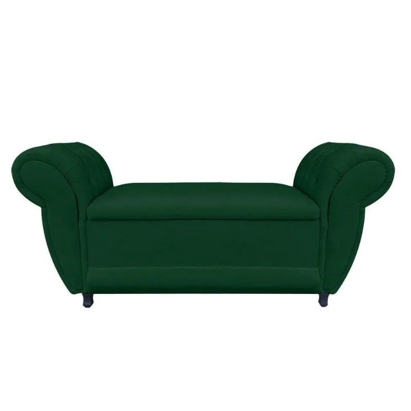 Recamier Baú Grécia Namoradeira Calçadeira 195cm Suede Verde